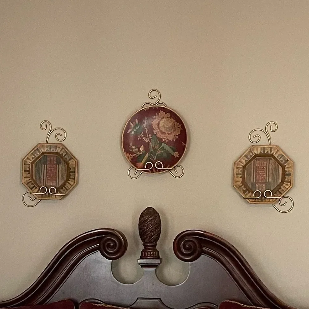 Decorative Heptagon Wall Plate Chargers (Set of 2) - Plates/Chargers Only.